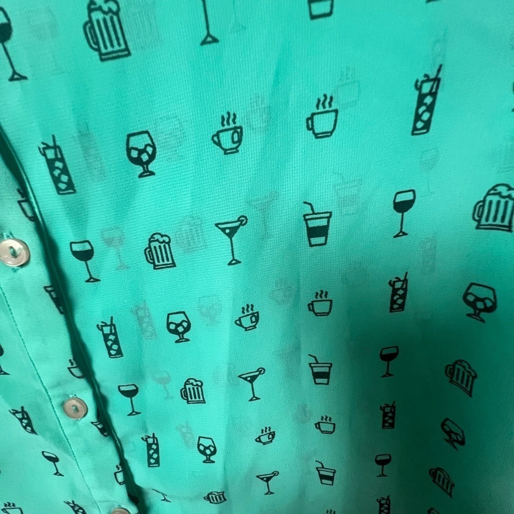 ZINK OF LONDON LONG SLEEVE SHEER LIKE FUN SHIRT MEDIUM TURQUOISE SIZE LARGE - Picture 11 of 13